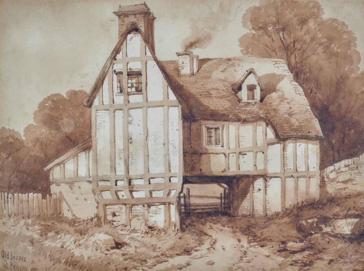 Casas antigas em Penshurst, Kent de William Henry Stothard
