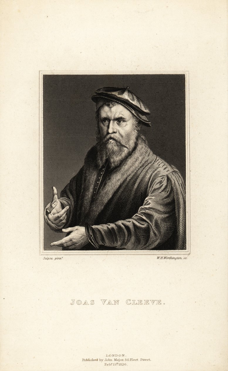 Retrato de Joos van Cleve, pintor activo em Antuérpia, cerca de 1485-1540 de William Henry Worthington