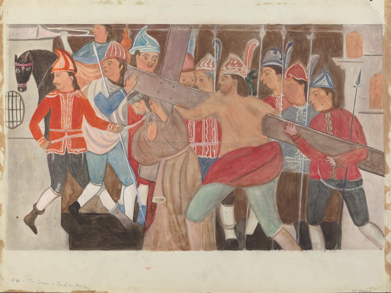 Estação da Cruz No. 2: A Cruz é Laid on Jesus, c. 1936. de William Herbert