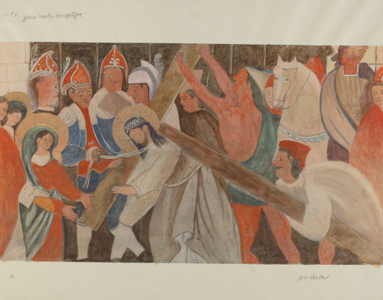 Estação da Cruz No. 4: Jesus Encontra Sua Mãe, c. 1936. de William Herbert