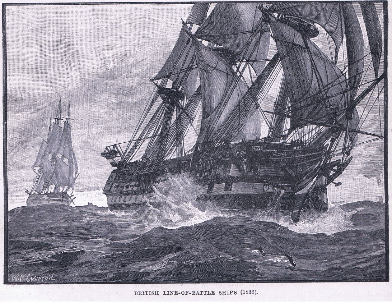 Linha britânica de navios de batalha AD 1836 de William Heysham Overend