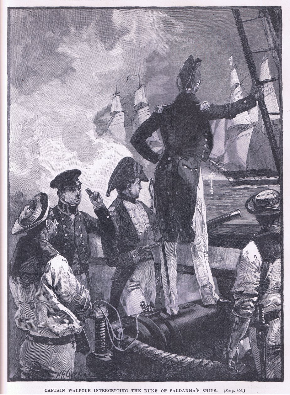 Capitão Walpole interceptando os navios do duque de Saldanha de William Heysham Overend