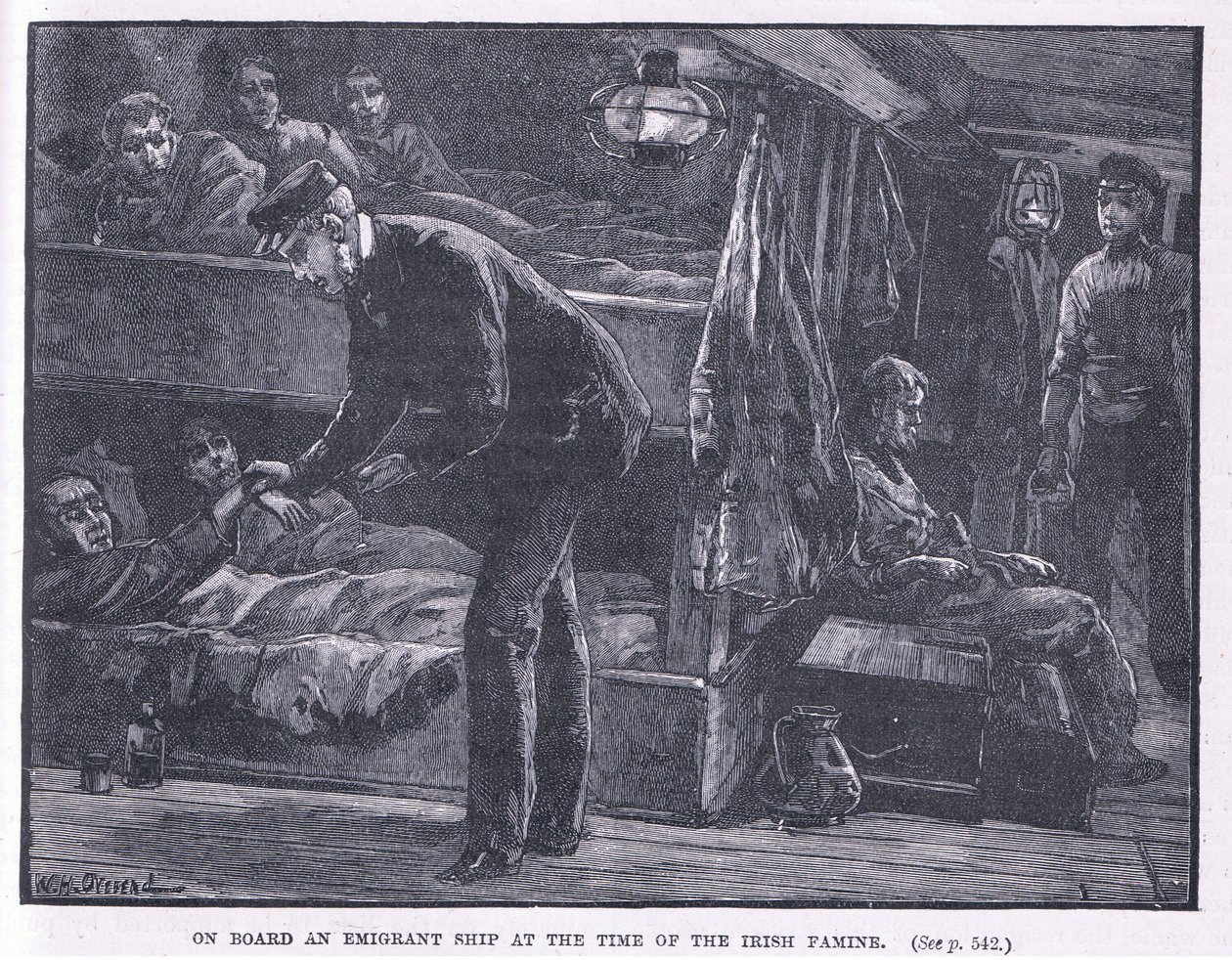 A bordo de um navio emigrante na época da fome irlandesa AD 1846 de William Heysham Overend