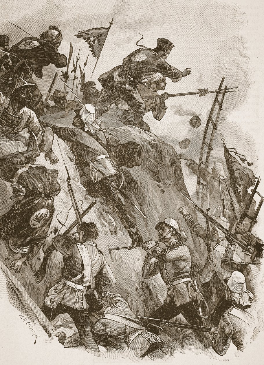 "Rogers entrou, ajudado pelo tenente Lenon", ilustração de "Batalhas do século XIX", de Archibald Forbes, GA Henty e Major Arthur Griffiths de William Heysham Overend