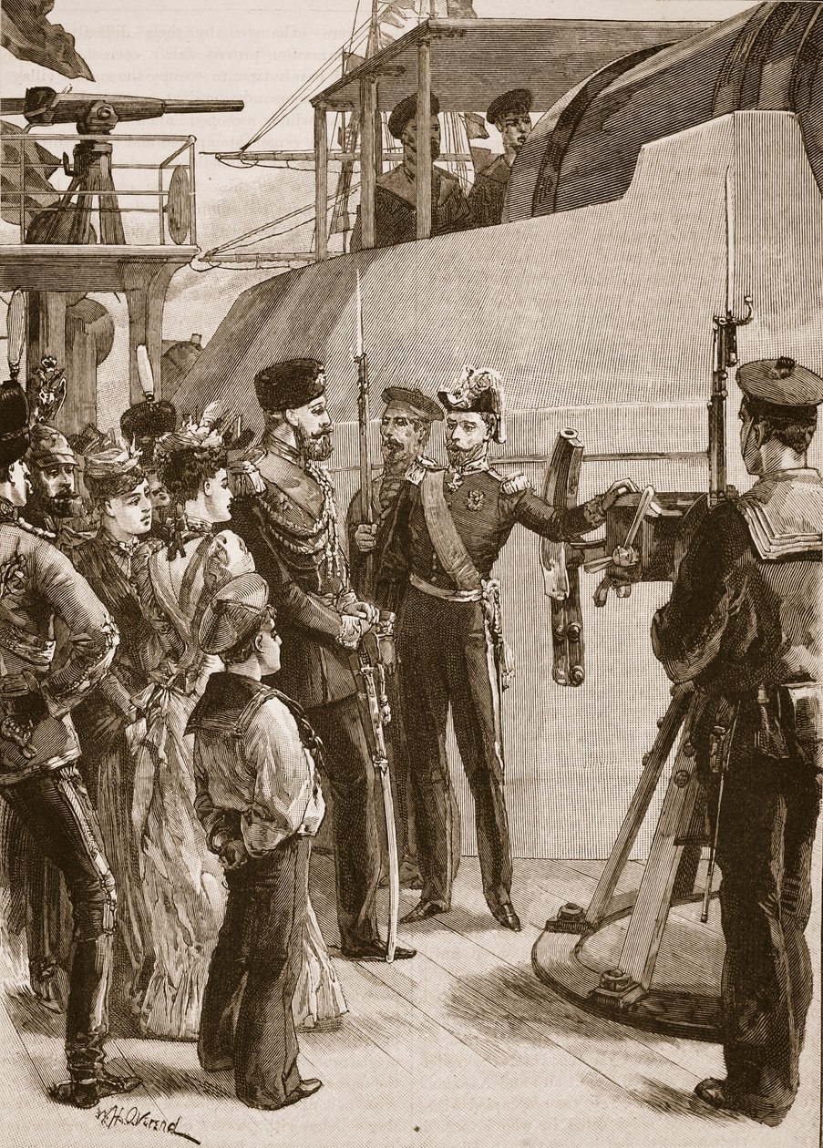 A frota francesa em Cronstadt: visita do czar, 1891, ilustração de &39;História Ilustrada de Cassell da Inglaterra&39; (foto sépia) de William Heysham Overend