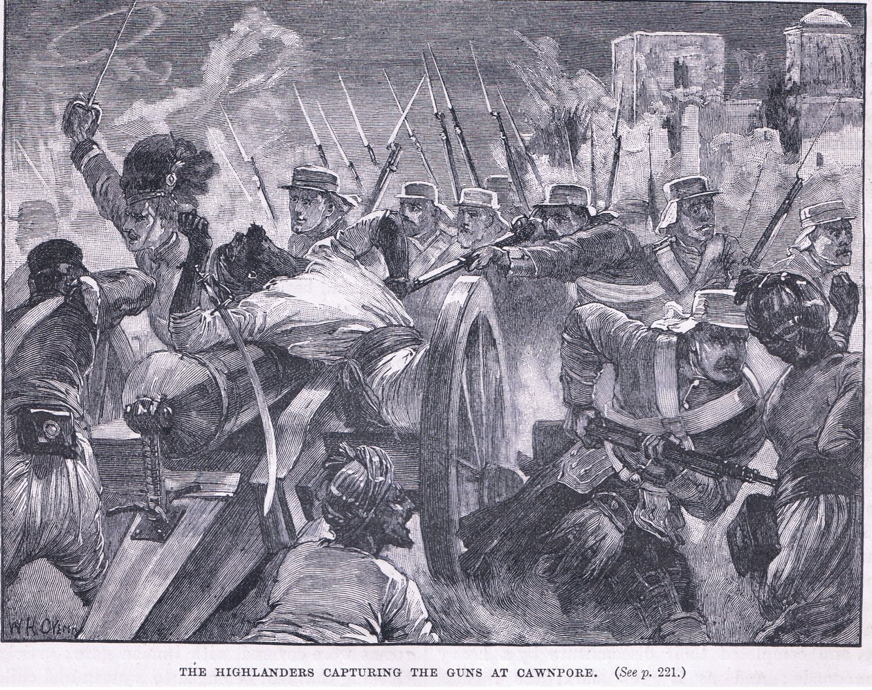 Os Highlanders capturando Cawnpore 1857 AD de William Heysham Overend