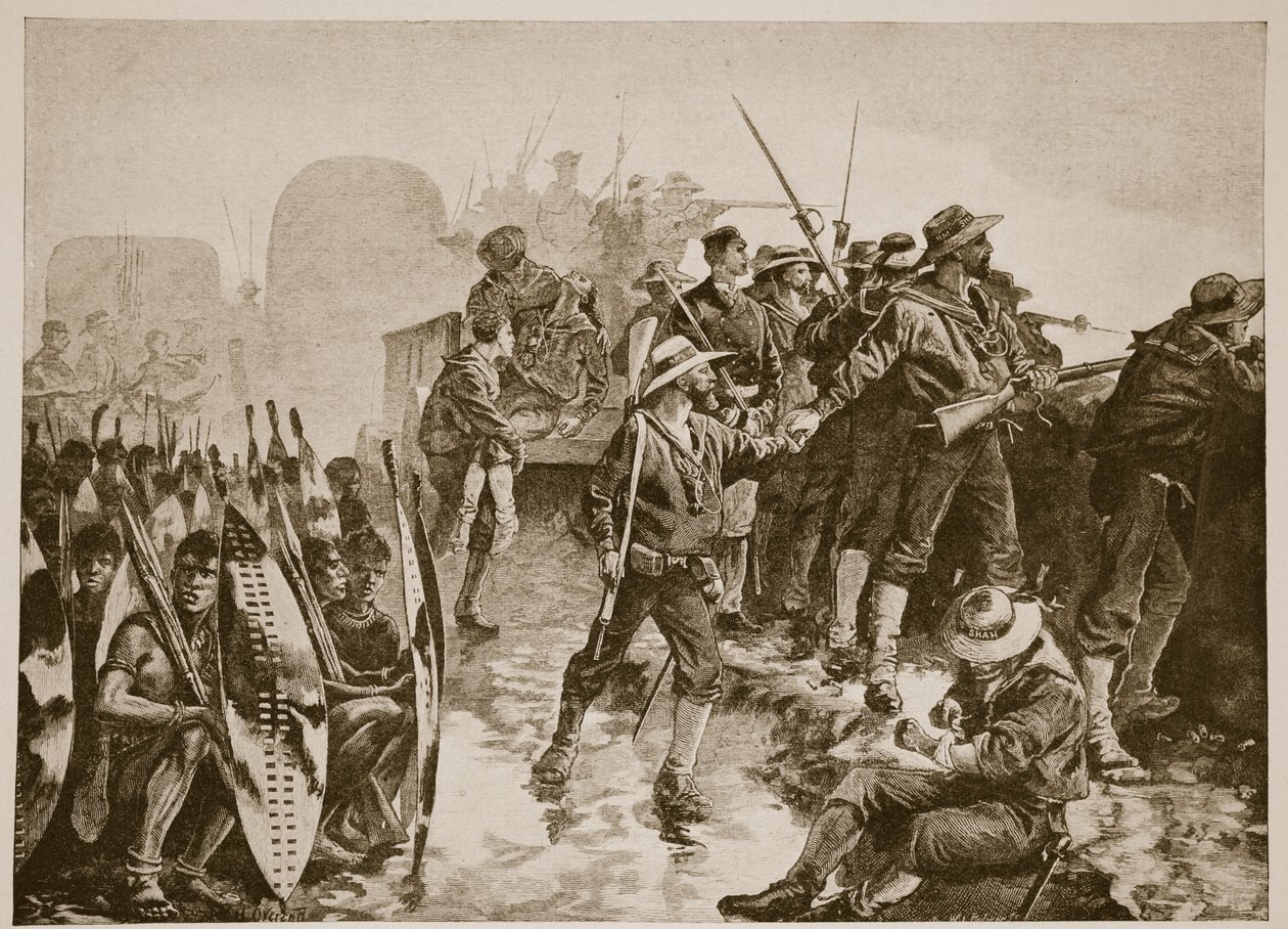 A Guerra Zulu: Defendendo um Laager contra um ataque Zulu de William Heysham Overend
