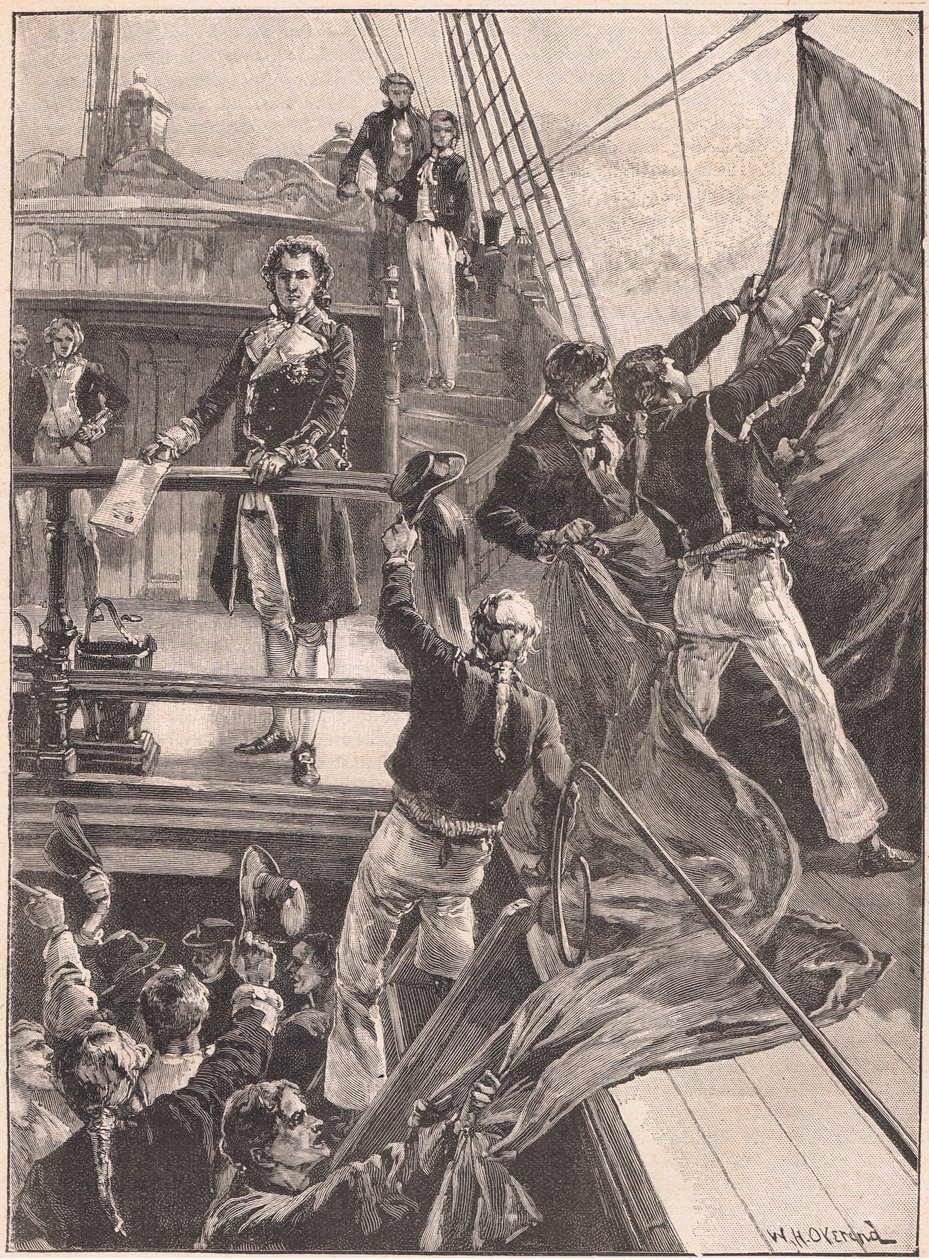 O motim em Spithead: descendo a bandeira vermelha em 1797 de William Heysham Overend