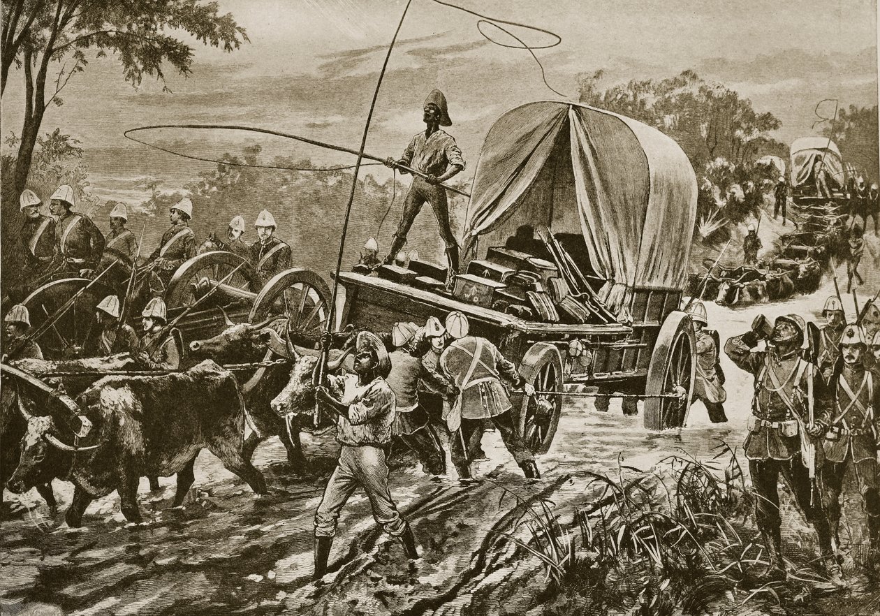 Zulu War: a força de socorro Etshowe atravessando um riacho, abril de 1879 de William Heysham Overend