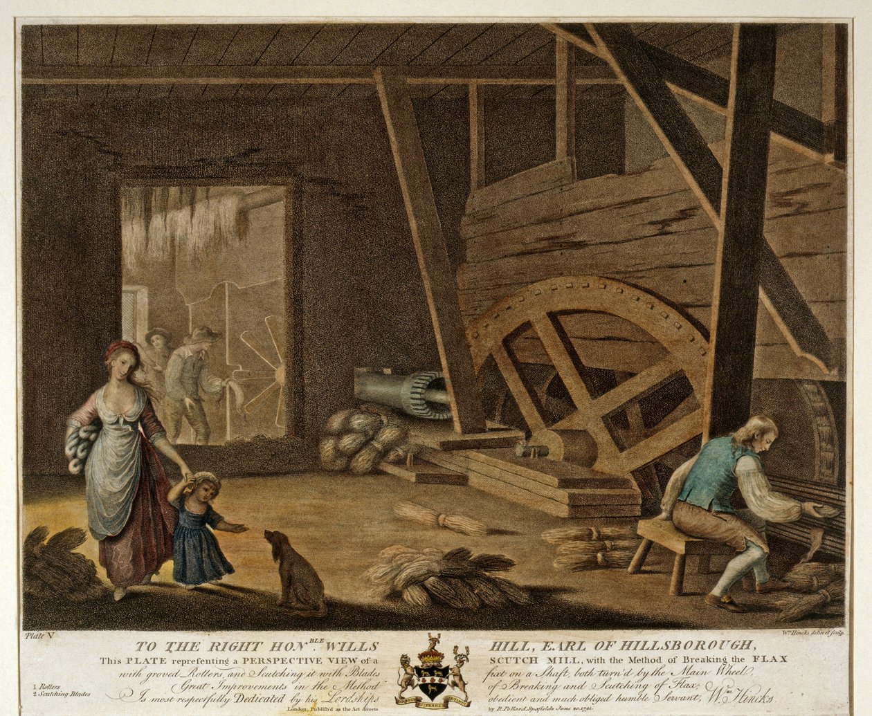 Vista interior, de, um, torreforte, prato, v, de, a, linho, manufactory, de, irlanda, 1791, de William Hincks