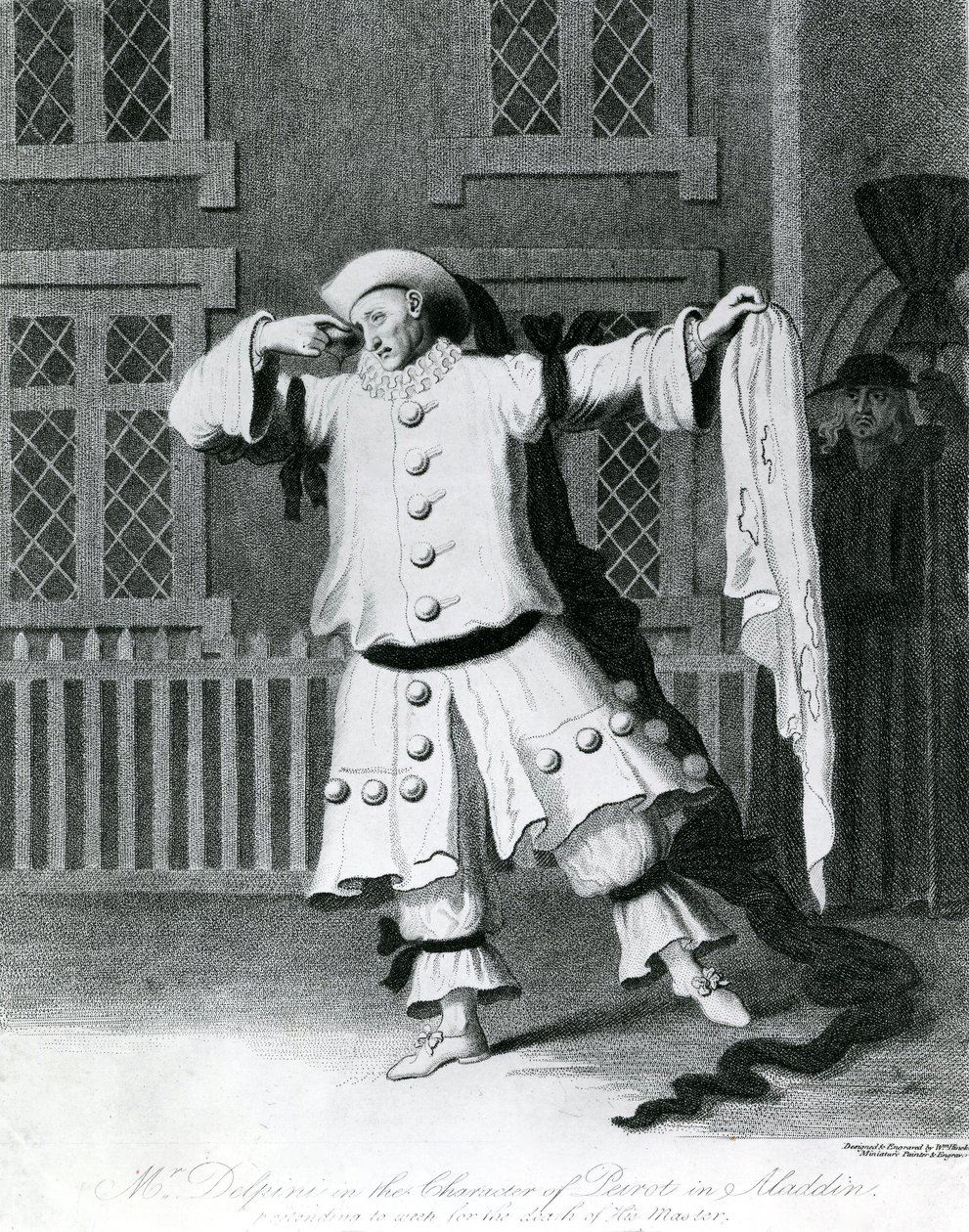 Sr. Delphini no personagem de Pierot em Aladdin, 1780-1790 de William Hincks