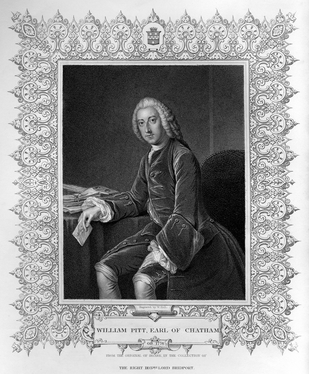 Retrato de William Pitt, 1º Conde de Chatham, gravado por William Holl the Younger (1807-71) de William Hoare