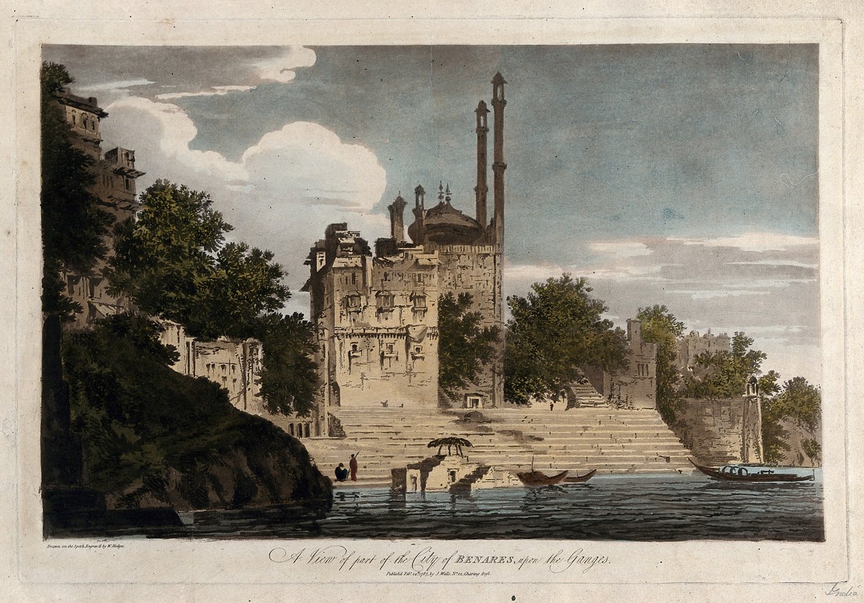 Vista de parte da cidade de Benares, sobre o Ganges de William Hodges