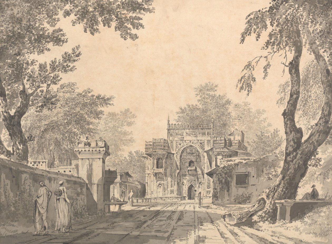 Vista de uma mesquita em Chunar Gur [Chunargarh] de William Hodges