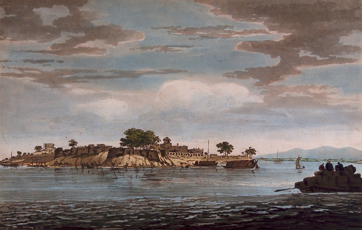 Vista do Forte de Mongheer, nas margens do rio Ganges de William Hodges