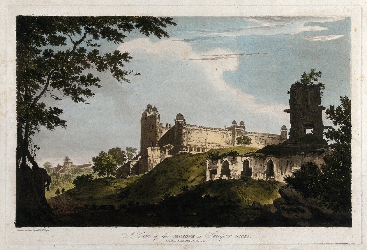 Vista da mesquita de Futtipoor Sicri de William Hodges