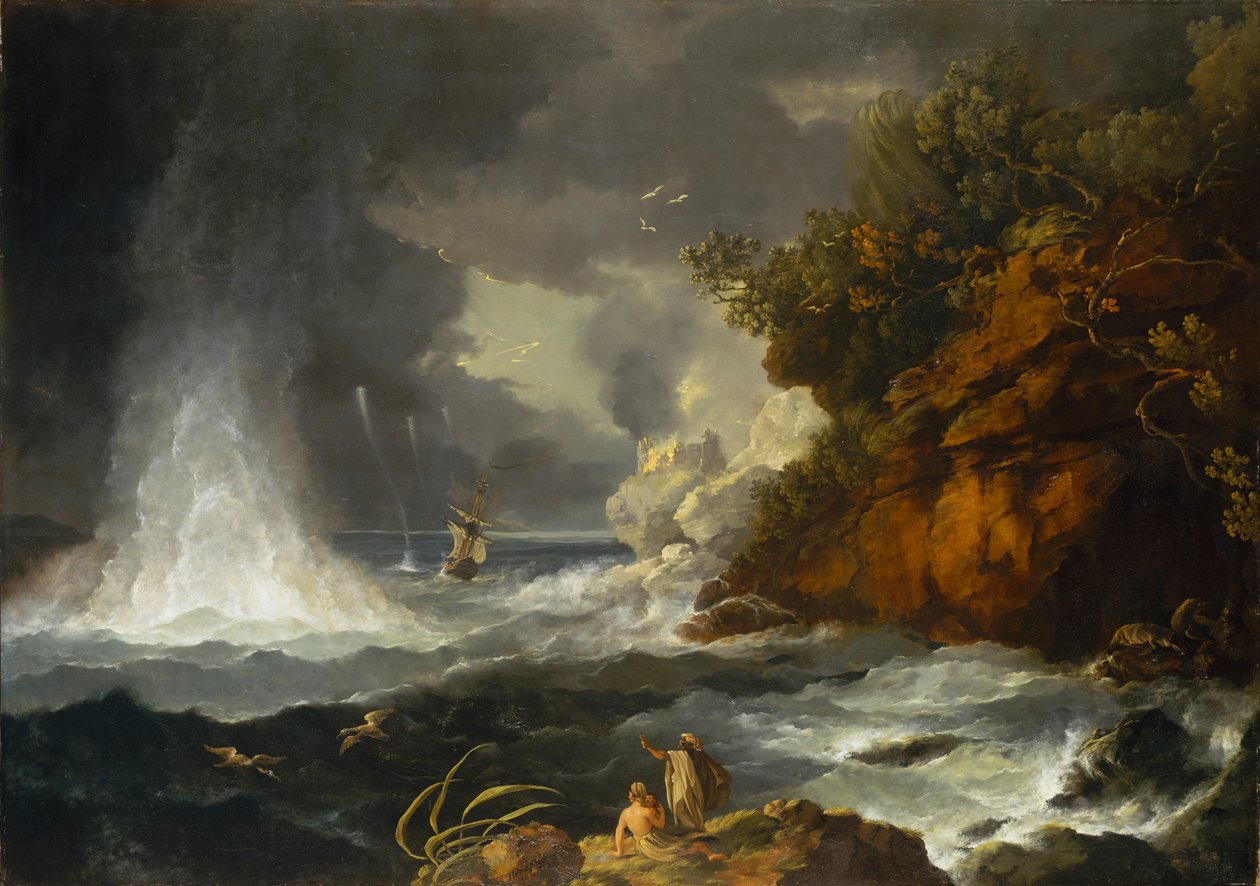 HMS "Resolution" ao largo do Cabo Stephens com uma nuvem de água, maio de 1773 de William Hodges