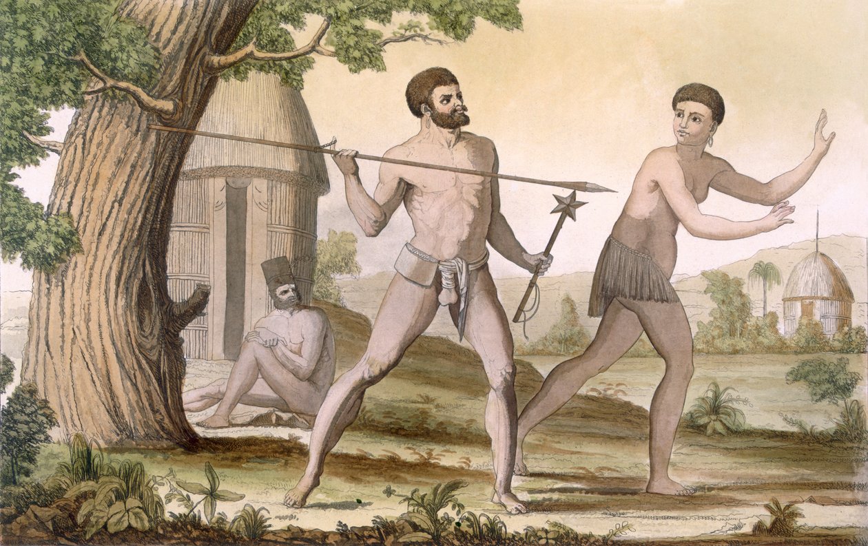 Habitantes da Nova Caledônia, de &39;Costume dei ...&39; (gravura colorida) de William Hodges