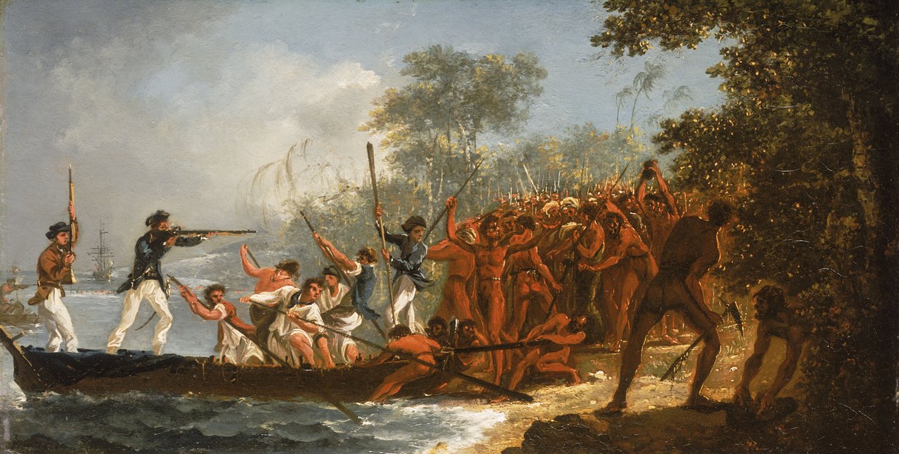 Desembarque em Erramanga (Eromanga), uma das Novas Hébridas de William Hodges