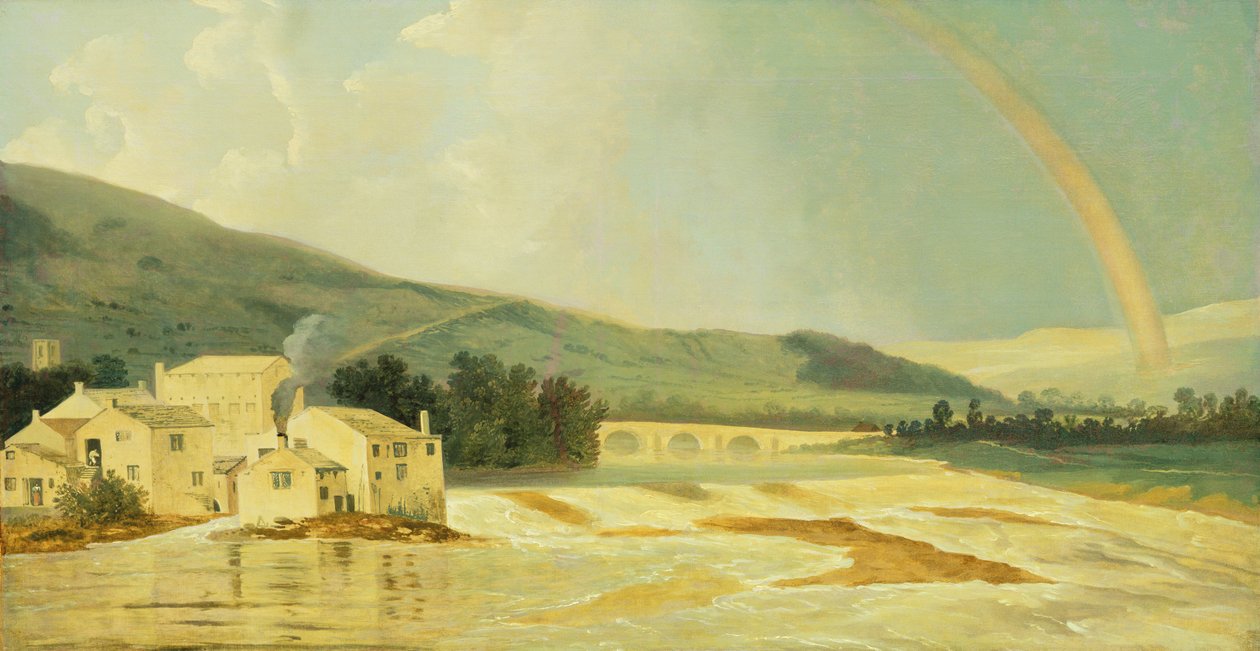 Ponte Otley no River Wharfe (óleo sobre tela) de William Hodges
