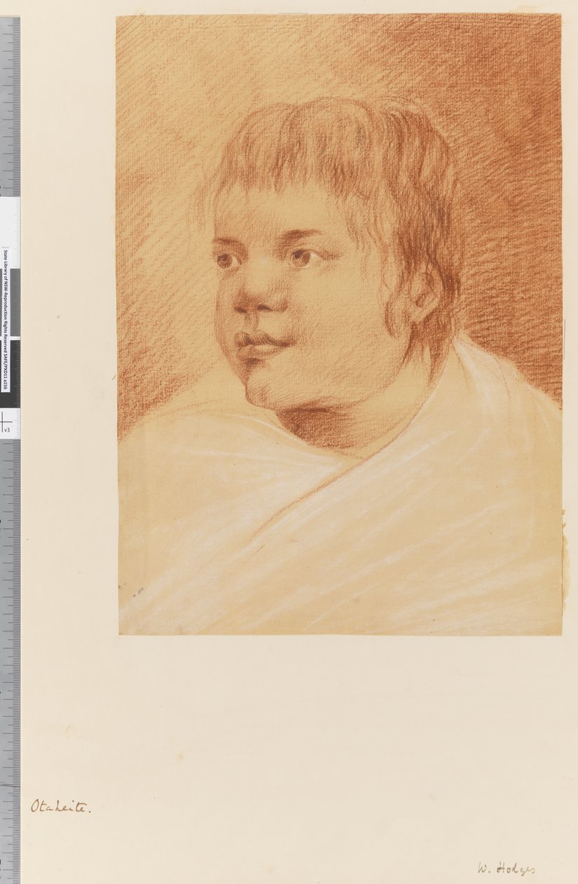 Page 18 Otaheite nativo, 1768-75 (giz vermelho e branco) de William Hodges