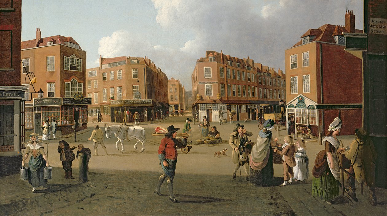 Seven Dials, Covent Garden óleo sobre tela detalhe de 353744 de William Hodges
