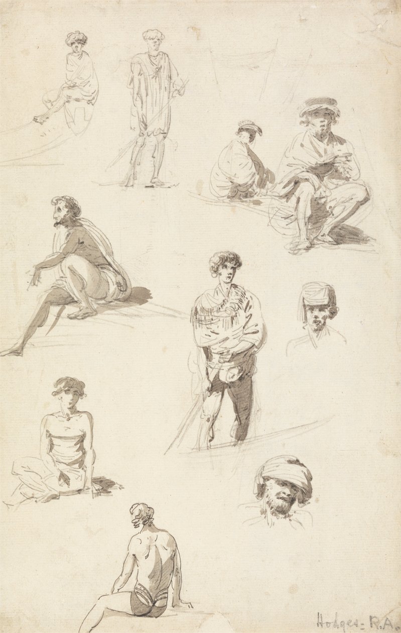 Folha de Estudos de Figuras Orientais de William Hodges