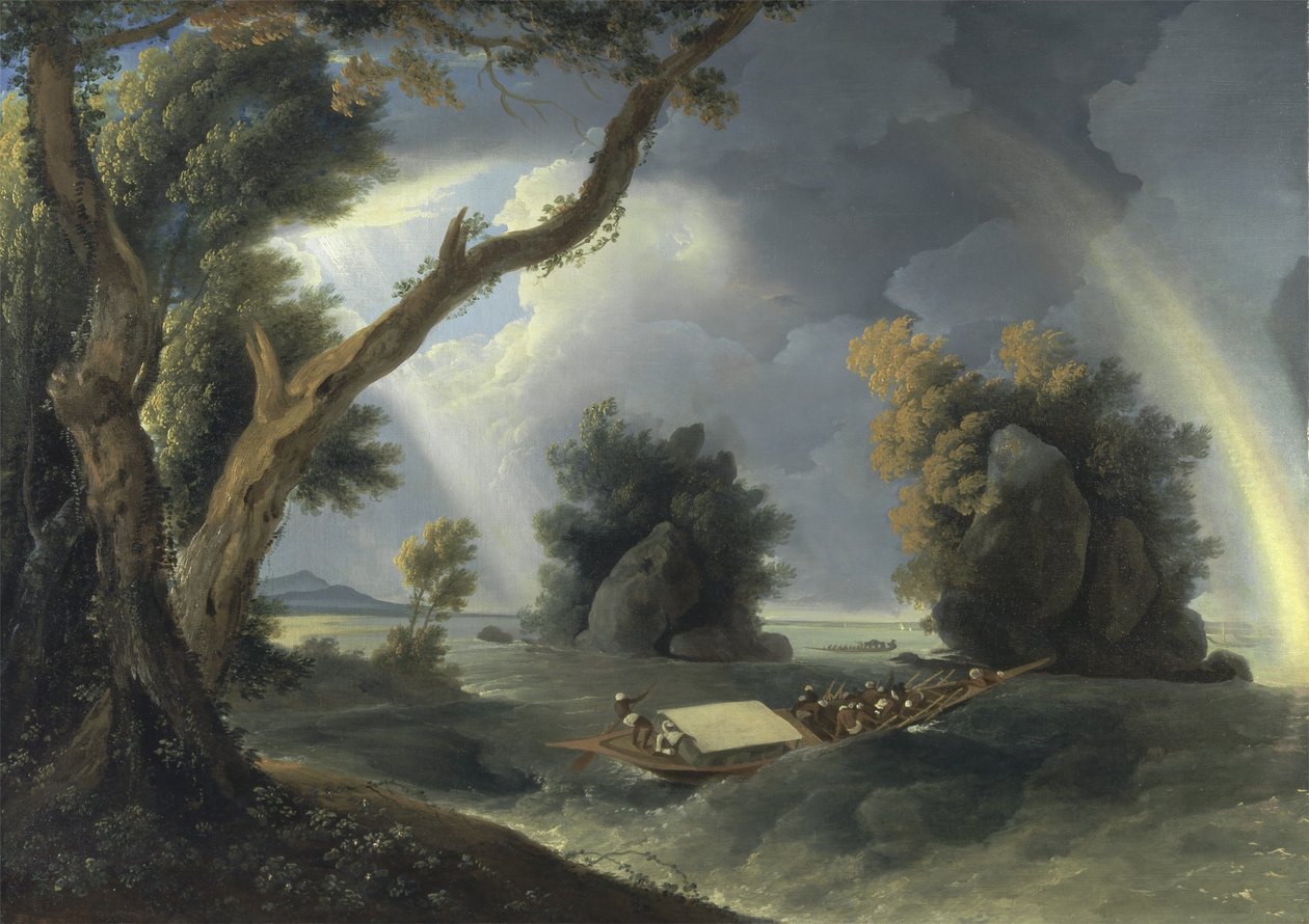 Tempestade no Ganges, com a Sra. Hastings perto das Rochas de Colgon, c.1790 (óleo sobre tela) de William Hodges