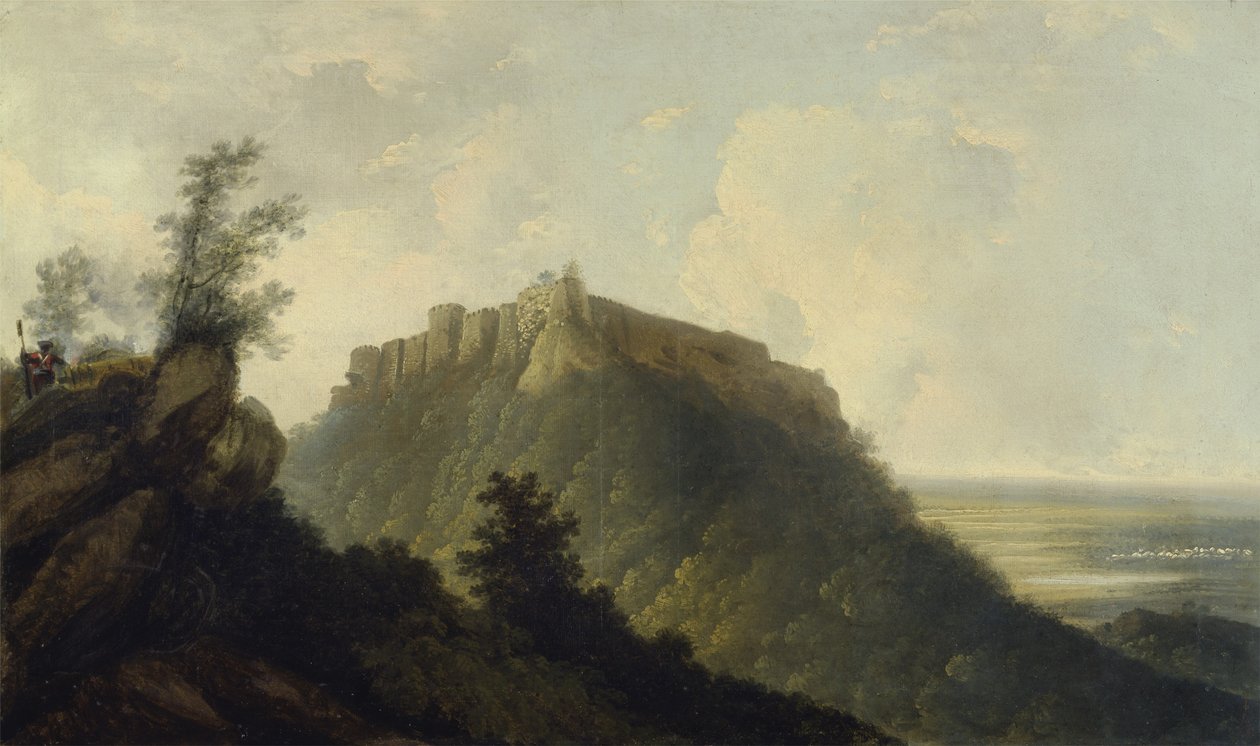 O Forte de Bidjegur, c.1784 (óleo sobre tela) (ver também 150249) de William Hodges