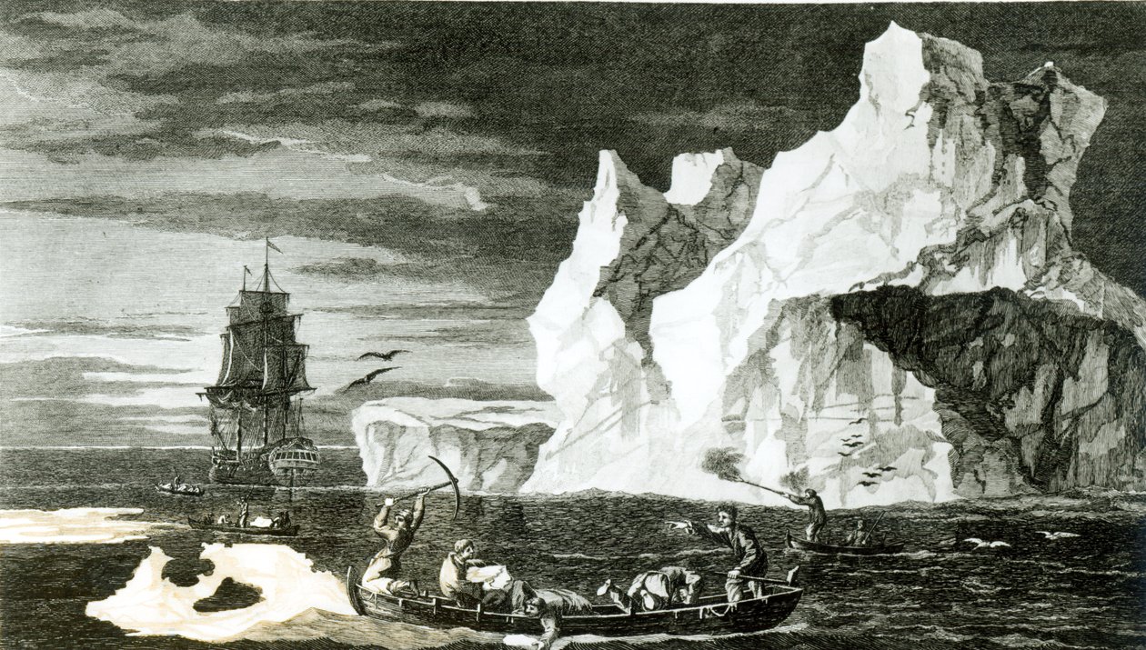 As Ice Islands no dia 9 de janeiro de 1773, gravado por BT Pouney, 31 de fevereiro de 1777 de William Hodges