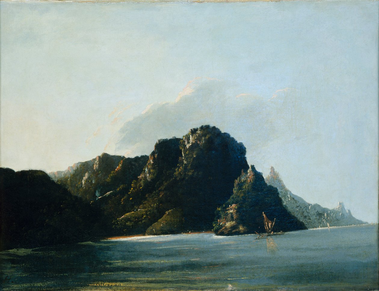 Vista da baía de Resolution [Vaitahu] nas Marquesas de William Hodges