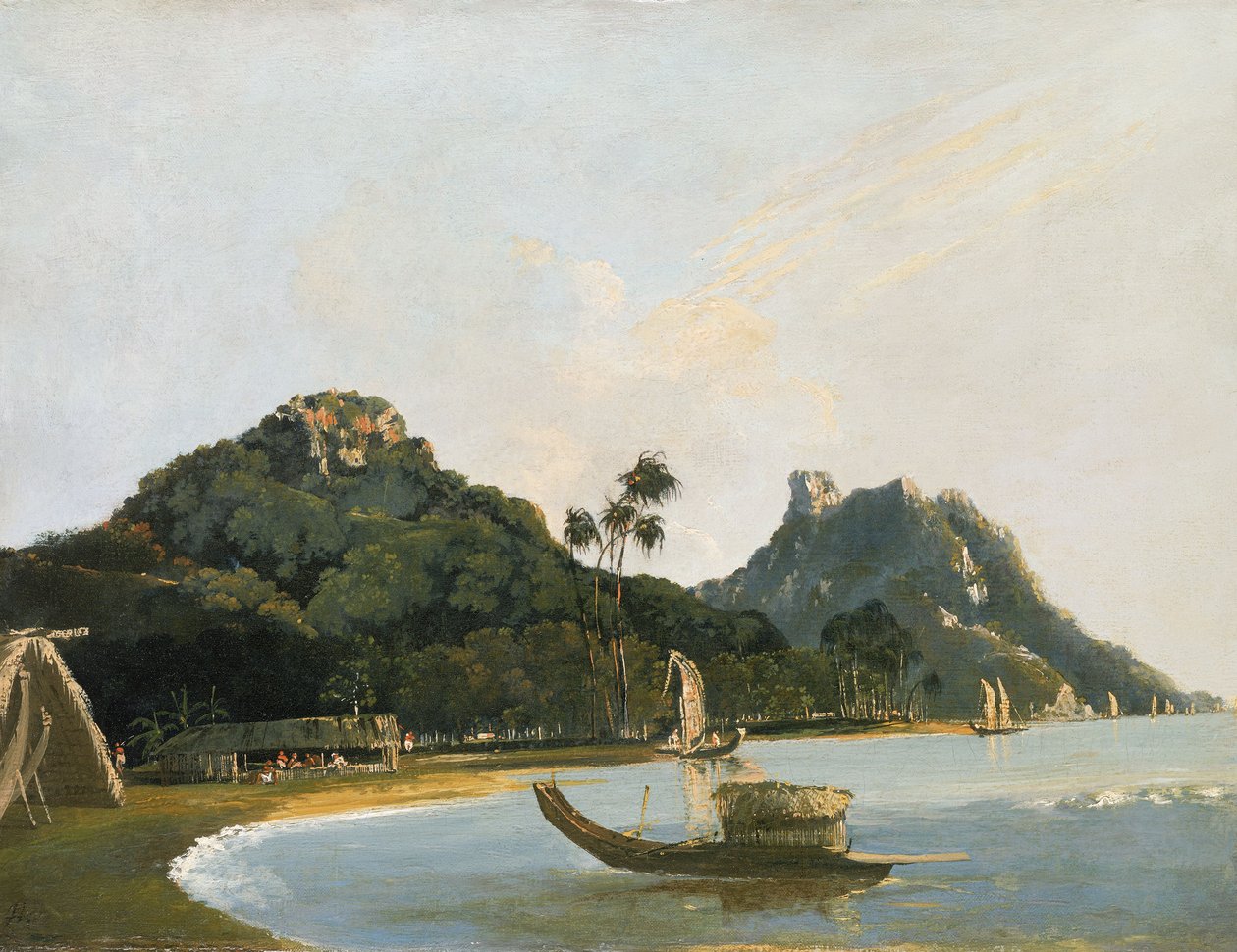 Vista de parte do porto de Owharre [Fare], ilha de Huahine de William Hodges