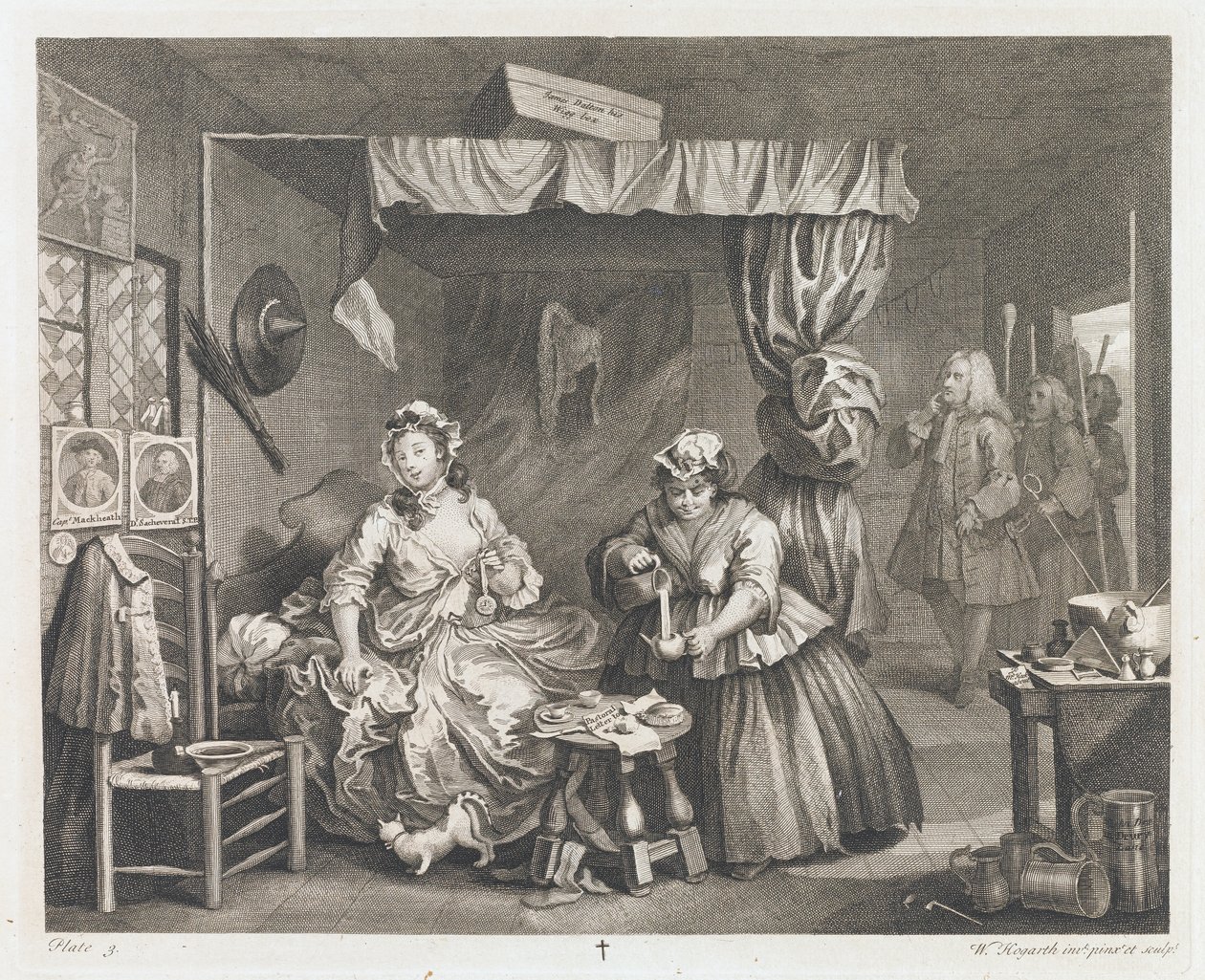 A queda da prostituta, projetada em 1732, impressa em 1744 Presente de Lloyd Spencer (gravura e gravura) de William Hogarth