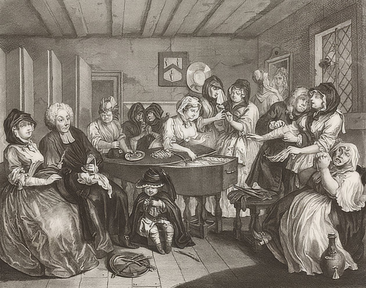 Progresso de uma prostituta. Folha 6: O funeral. 1732 de William Hogarth