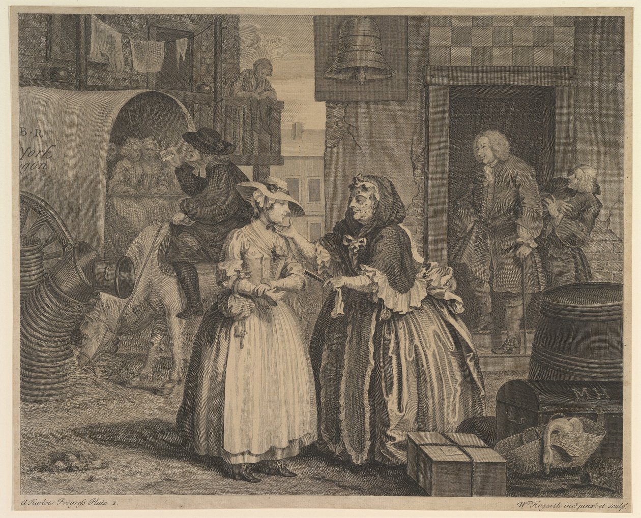 A Ascensão de uma Prostituta, Gravura 1 de William Hogarth