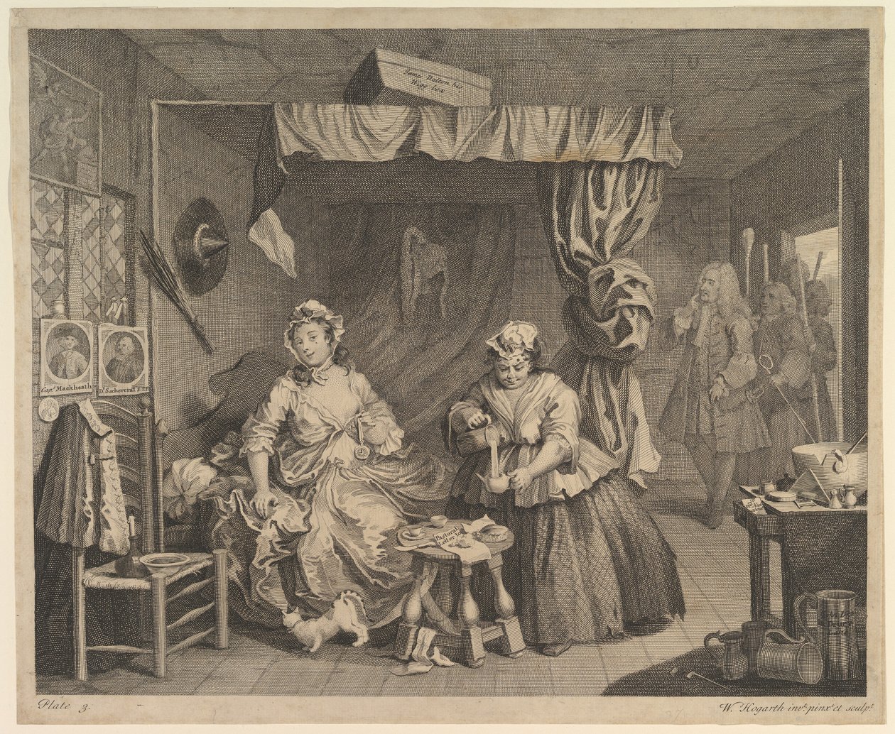 O percurso de uma prostituta, prancha 3 de William Hogarth