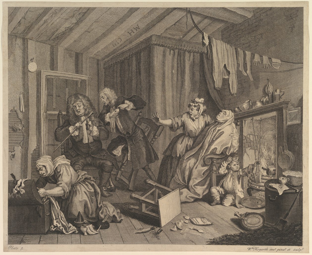 Um progresso das prostitutas, placa 5, antes de abril de 1732. de William Hogarth