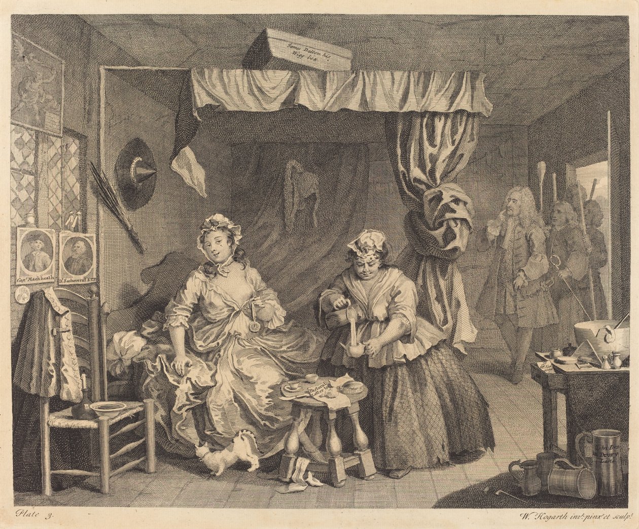 O Progresso de Uma Prostituta: pl.3 de William Hogarth