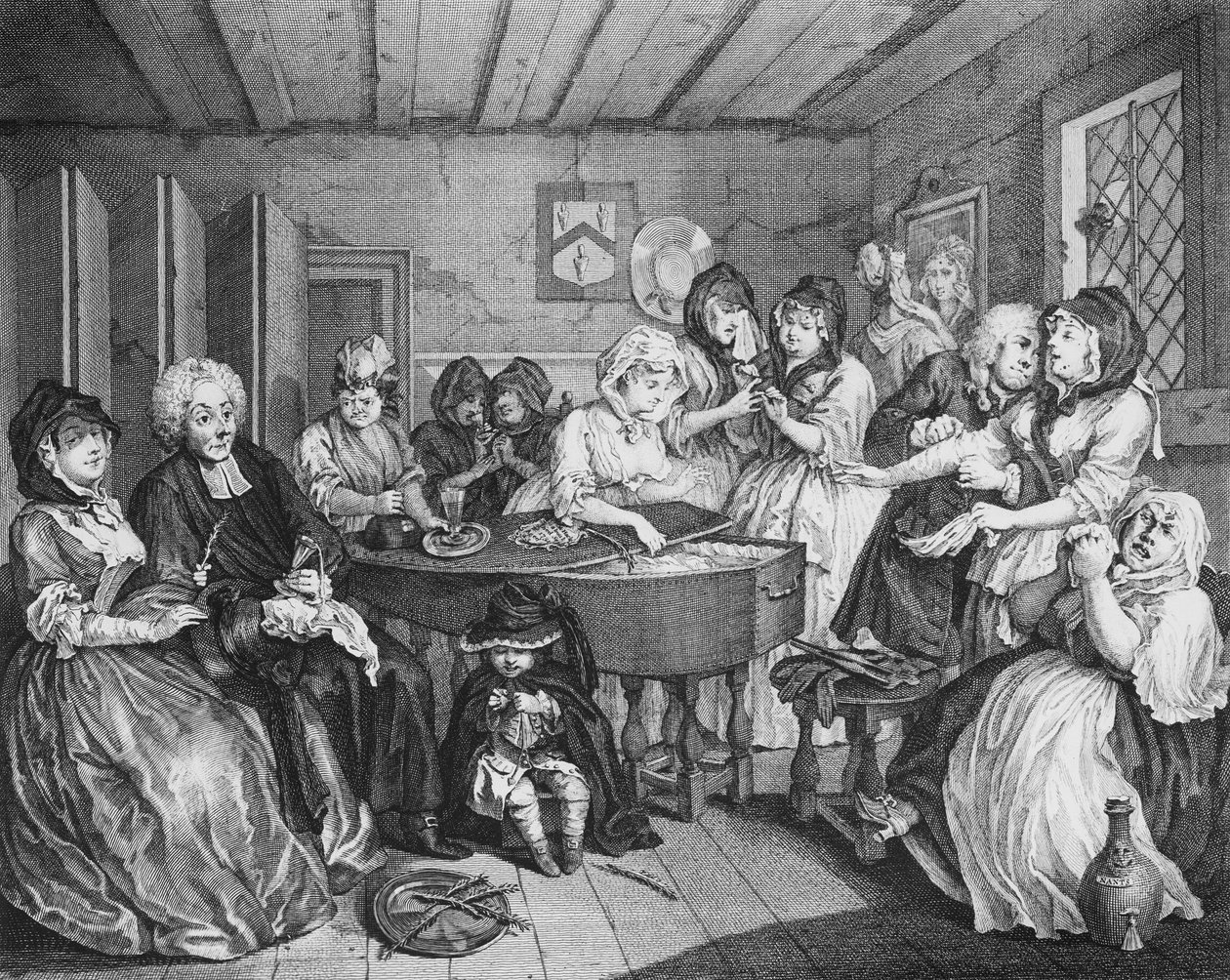 O Progresso da Prostituta, placa VI, O Funeral de William Hogarth