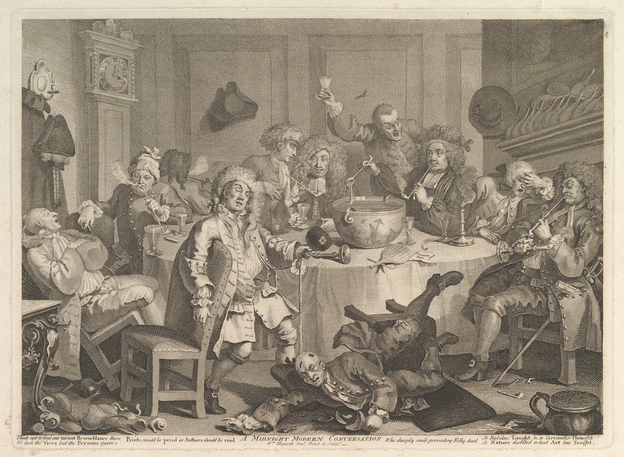 Uma conversa moderna à meia-noite, março de 1732. de William Hogarth