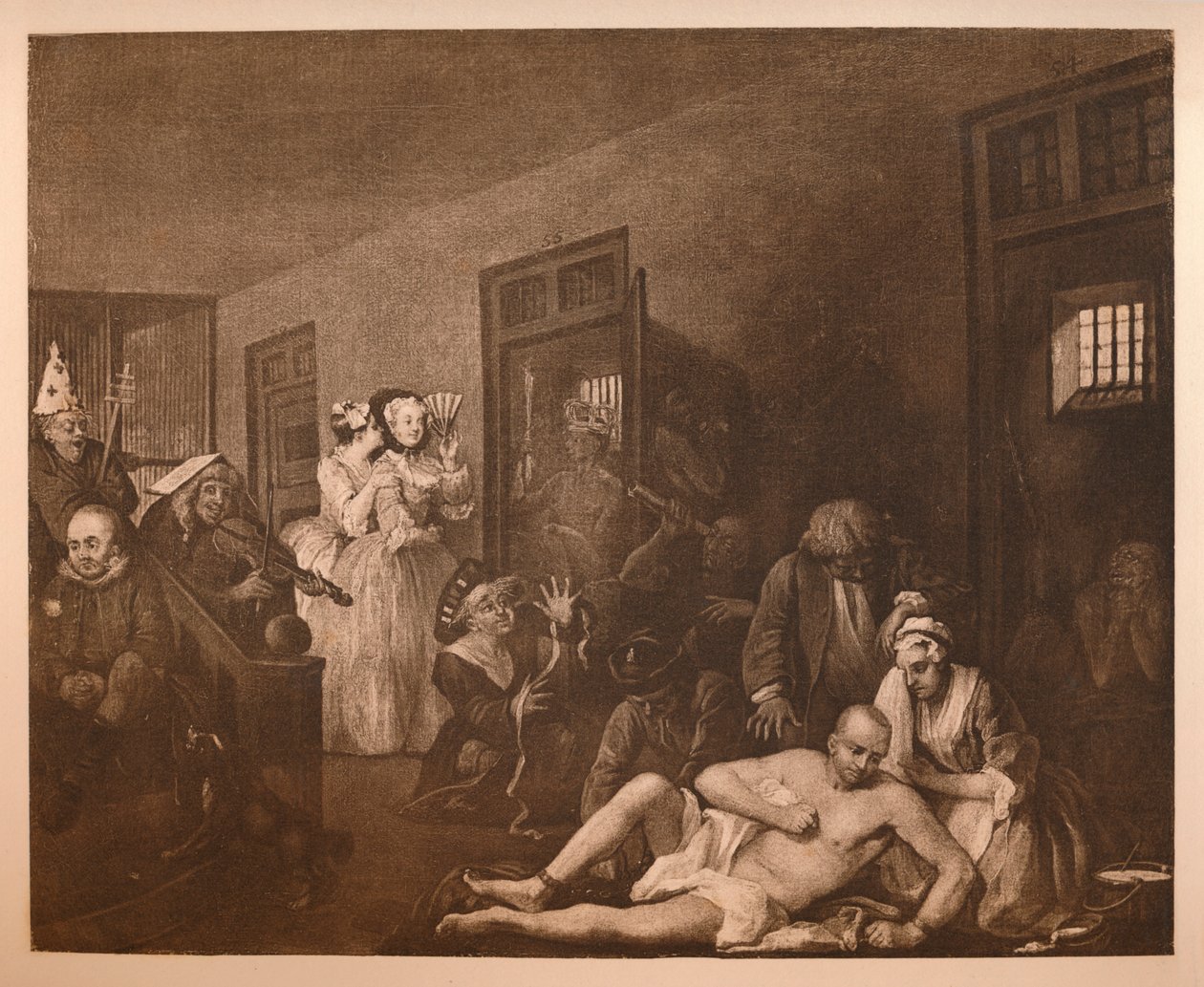 A Rakes Progress - 8: The Mad House, 1733. de William Hogarth