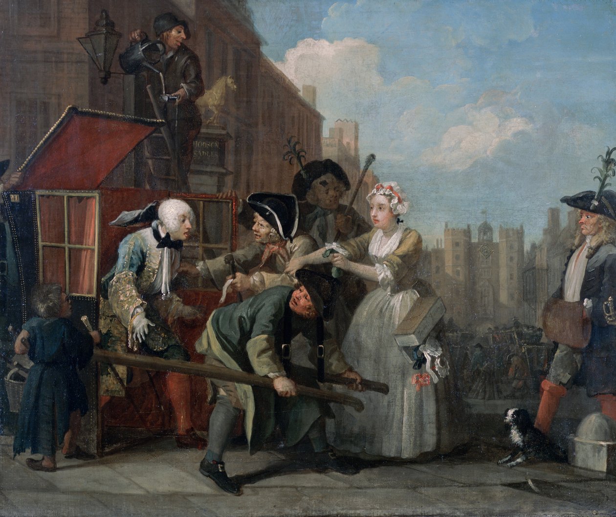 Progresso de um ancinho IV: Os presos, indo para o tribunal, 1733 de William Hogarth