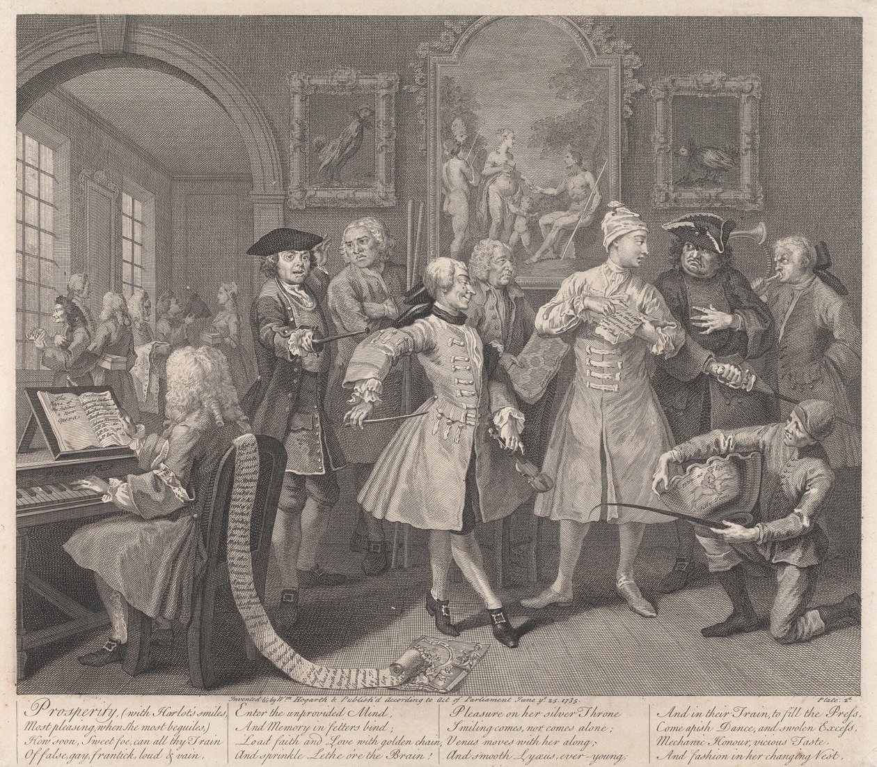 A carreira de um libertino, prancha 2: A sua receção de William Hogarth