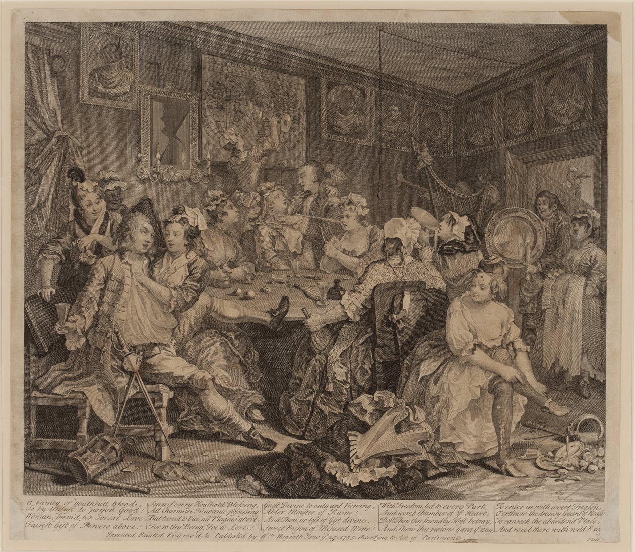 Progresso de um ancinho, Placa 3, 2º estado de William Hogarth