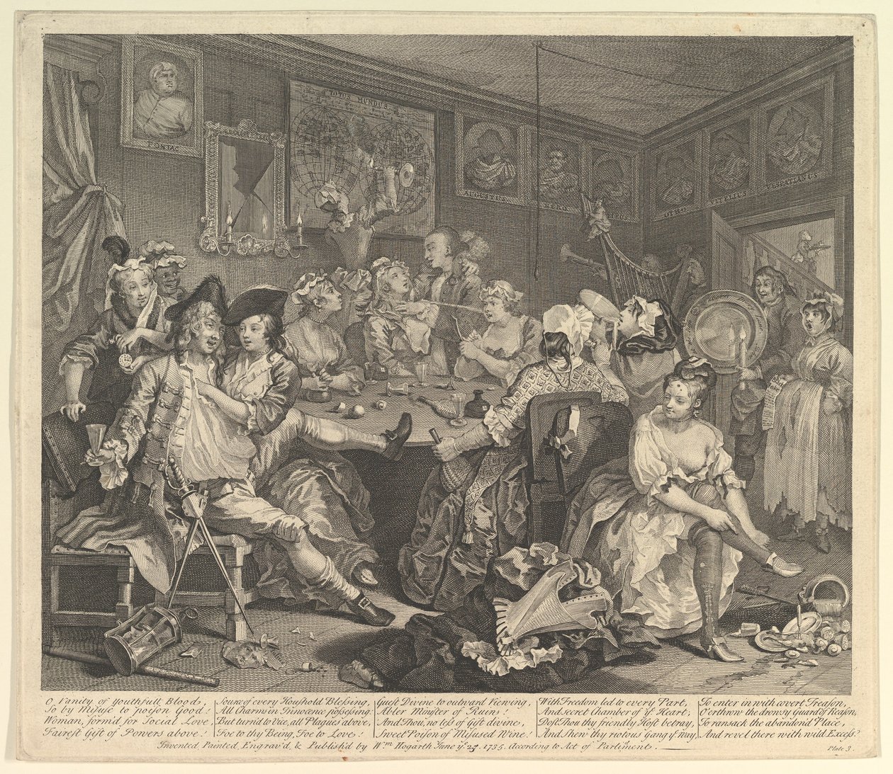 A Rakes Progress, Placa 3, 25 de junho de 1735. de William Hogarth