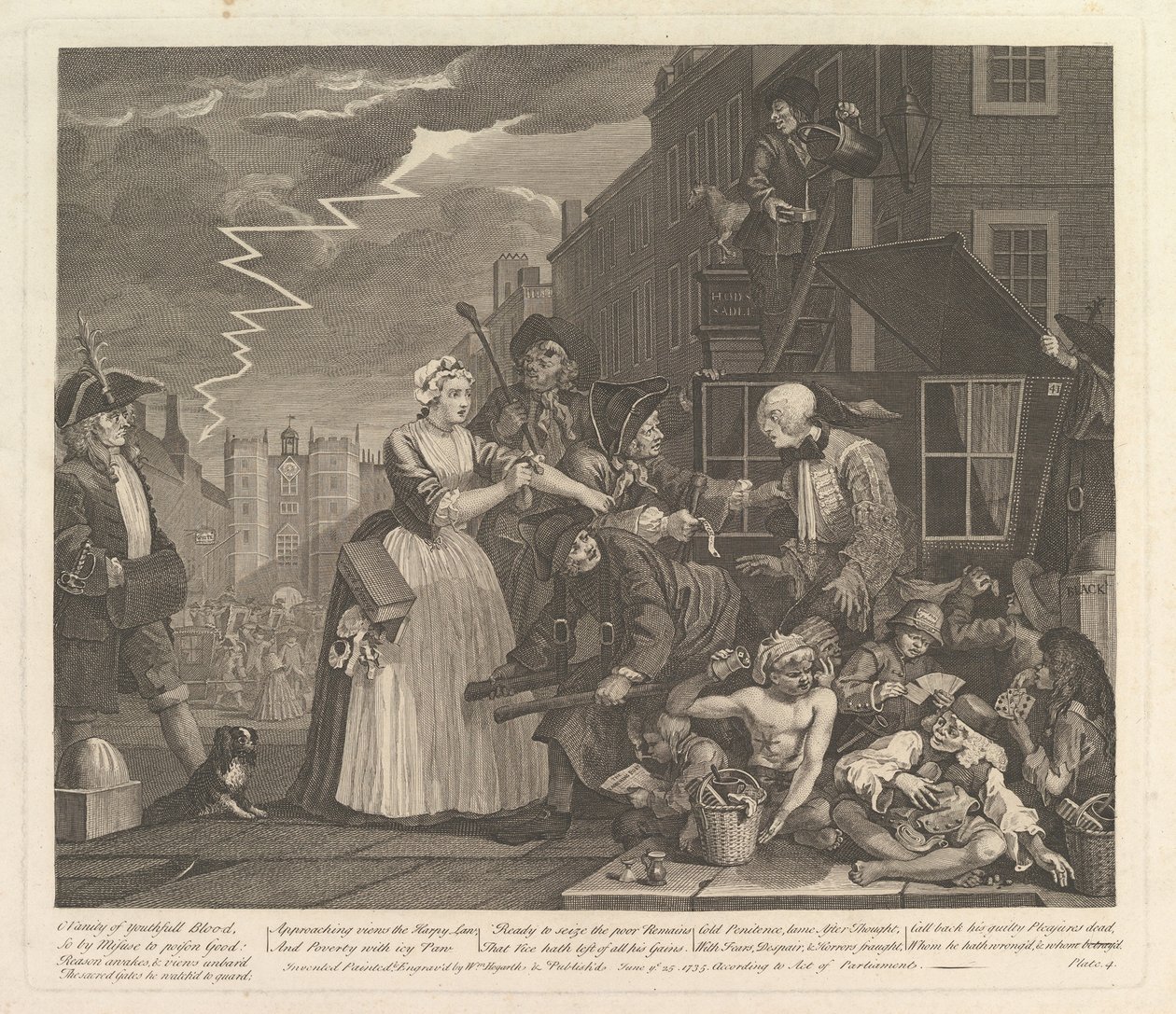 A Rakes Progress, Placa 4, 25 de junho de 1735. de William Hogarth