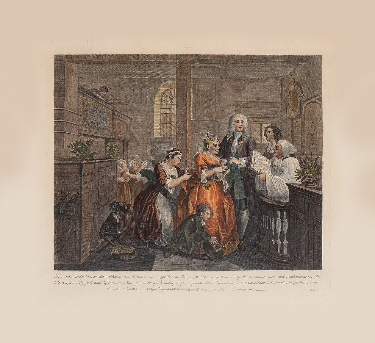Progresso de um ancinho, placa 5: casado com uma velha solteirona, ca 1735. de William Hogarth