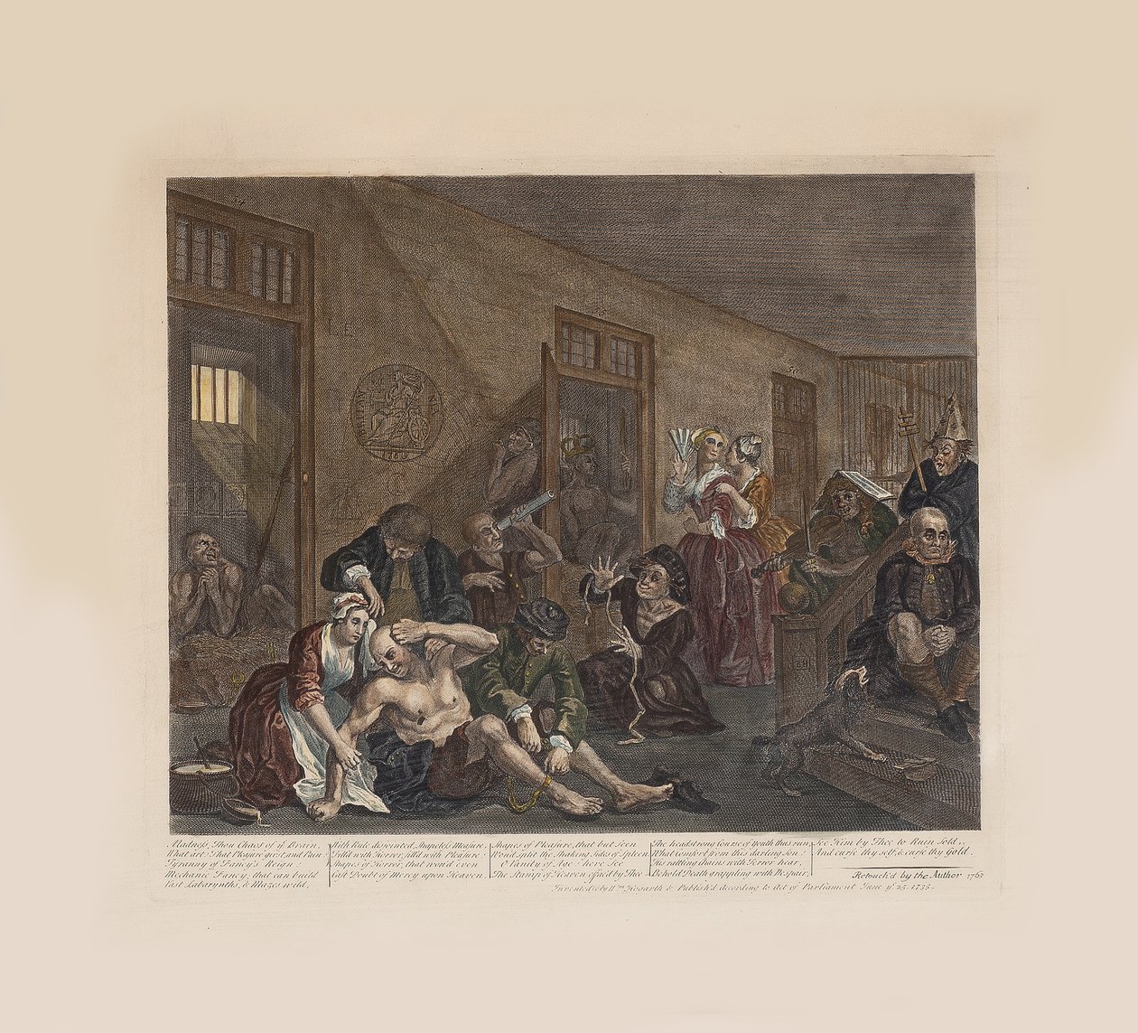 Progresso de um ancinho, placa 8: no hospício, ca 1735. de William Hogarth