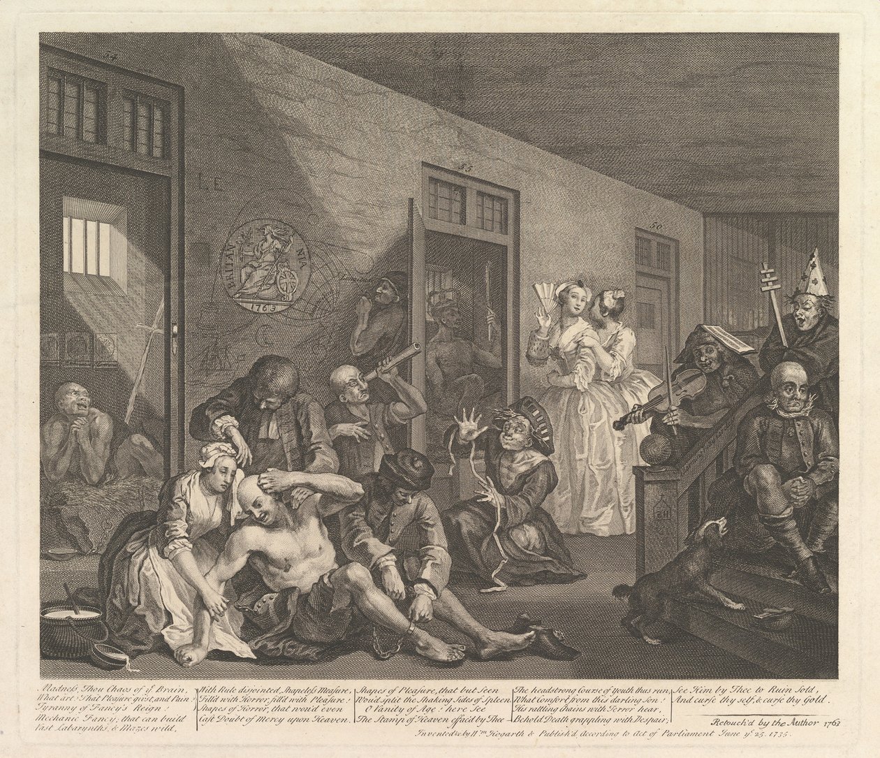 A Rakes Progress, Placa 8, [25 de junho de 1735] reeditada em 1763. de William Hogarth