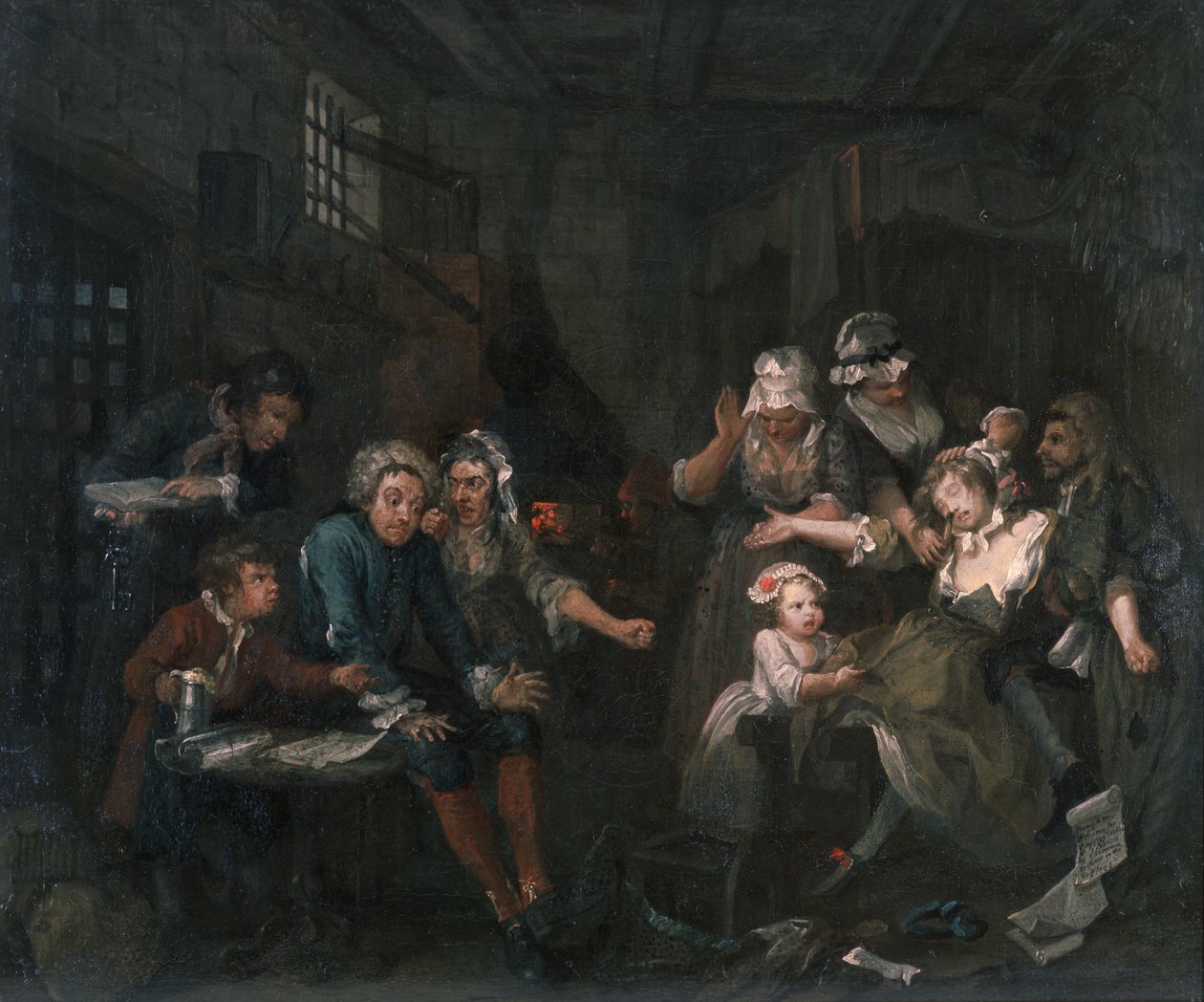 Progresso do Ancinho VII: O Ancinho na Prisão, 1733 de William Hogarth
